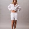 Short en coton avec bandeau logo Short en coton avec bandeau logo
