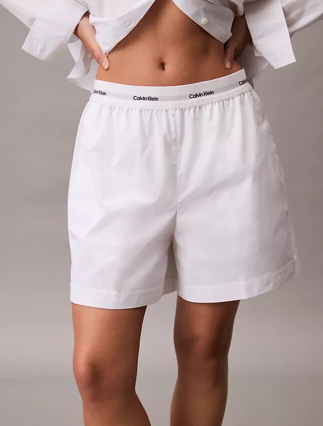 Short en coton avec bandeau logo Short en coton avec bandeau logo