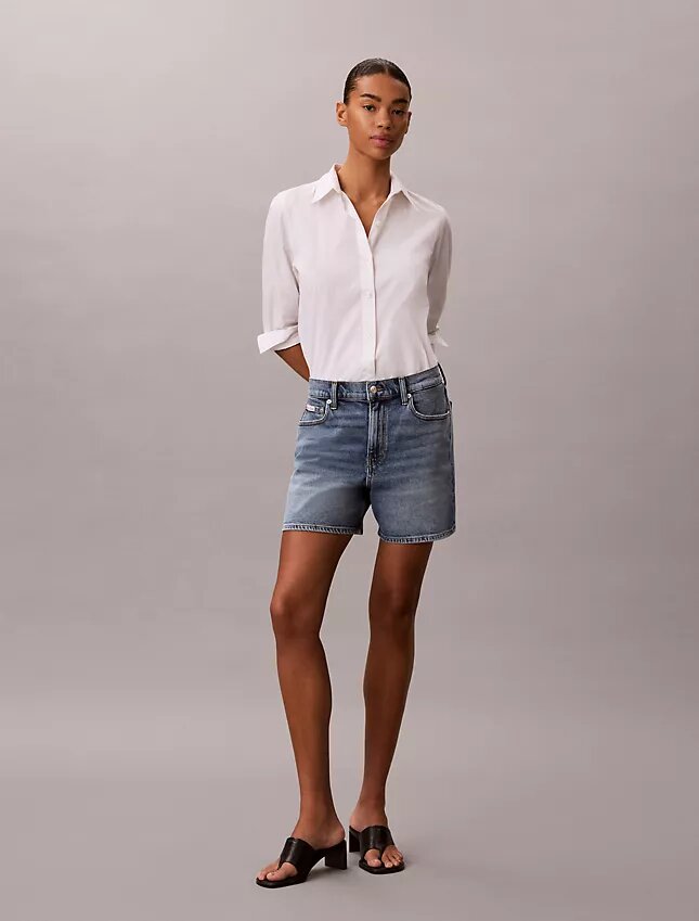 Short en denim coupe trapèze Short en denim coupe trapèze