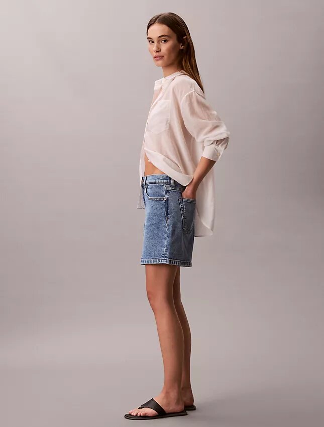 Short en denim coupe trapèze Short en denim coupe trapèze