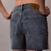 Short en denim mi-long à taille haute Short en denim mi-long à taille haute