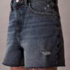 Short en denim mi-long à taille haute Short en denim mi-long à taille haute