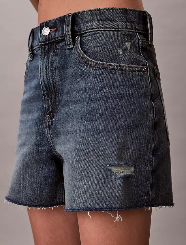 Short en denim mi-long à taille haute Short en denim mi-long à taille haute