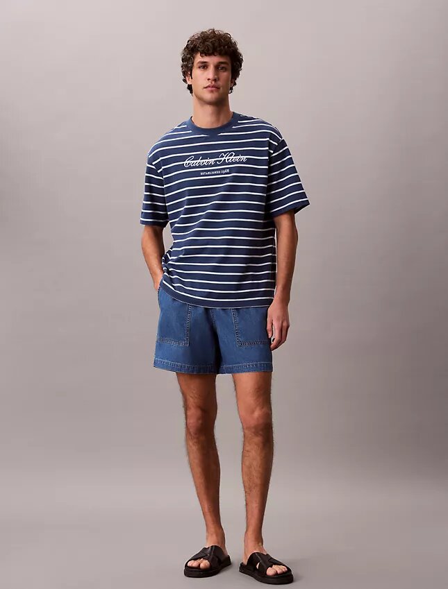 Short en denim mélangé lin à enfiler Short en denim mélangé lin à enfiler