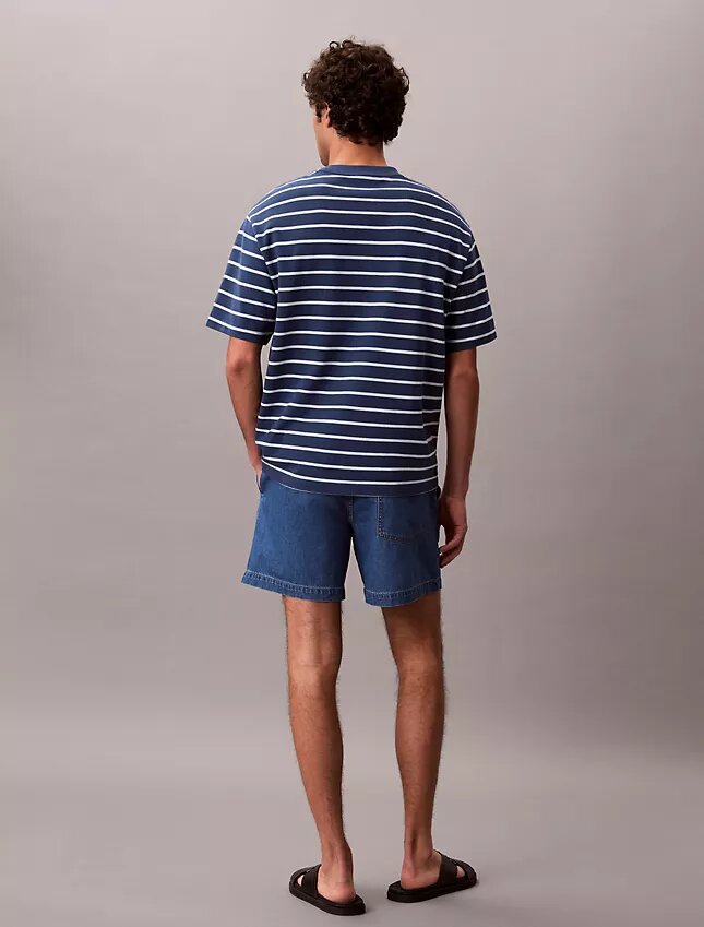 Short en denim mélangé lin à enfiler Short en denim mélangé lin à enfiler