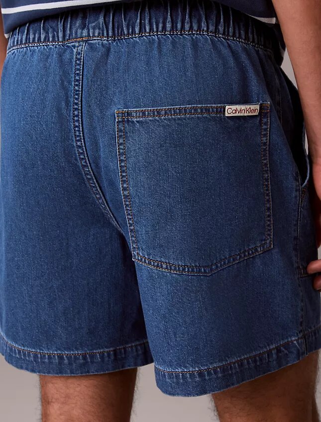 Short en denim mélangé lin à enfiler Short en denim mélangé lin à enfiler