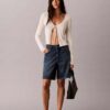 Short en denim évasé à ourlet roulé Short en denim évasé à ourlet roulé