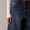 Short en denim évasé à ourlet roulé Short en denim évasé à ourlet roulé
