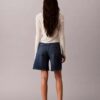 Short en denim évasé à ourlet roulé Short en denim évasé à ourlet roulé