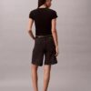 Short en denim évasé à ourlet roulé Short en denim évasé à ourlet roulé