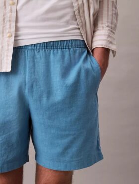 Short en lin et coton à enfiler