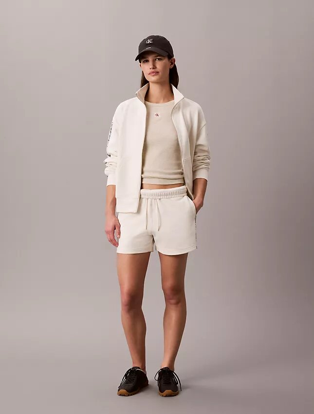 Short en tissu éponge avec bandeau logo Short en tissu éponge avec bandeau logo
