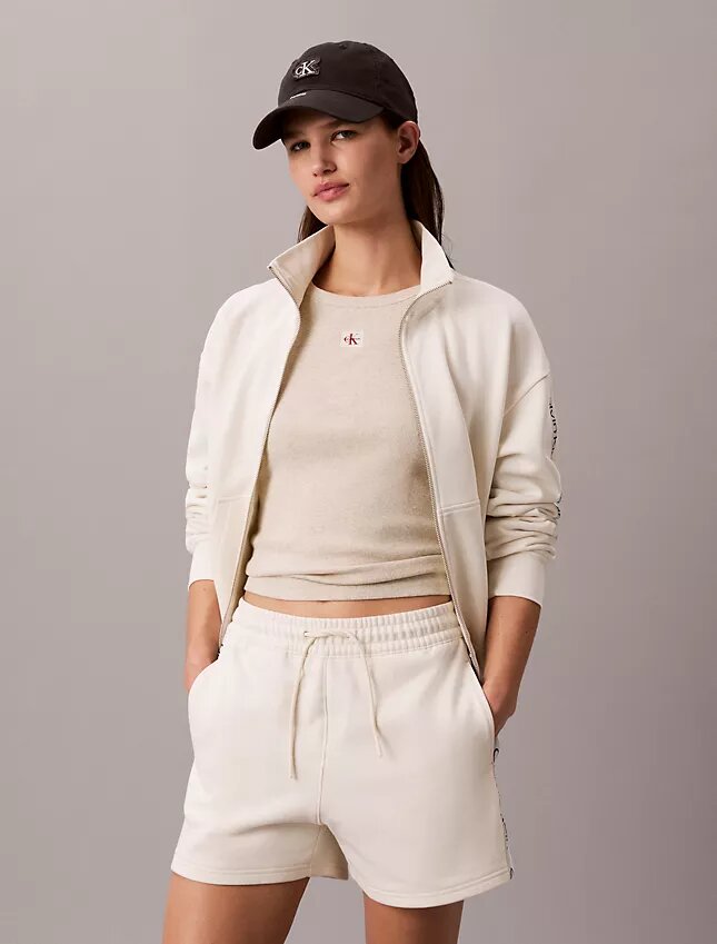 Short en tissu éponge avec bandeau logo Short en tissu éponge avec bandeau logo