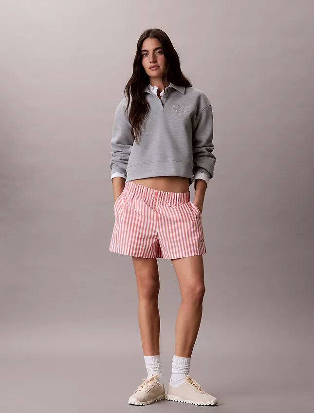 Short rayé en popeline de coton Short rayé en popeline de coton