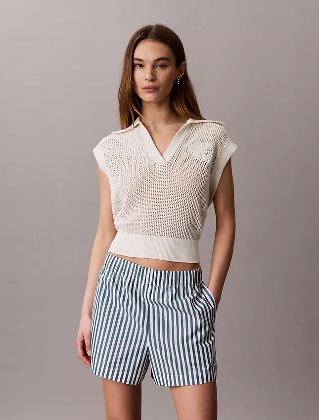 Short rayé en popeline de coton Short rayé en popeline de coton
