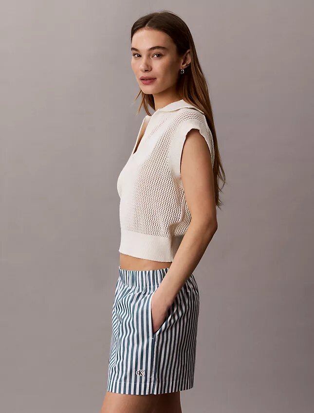 Short rayé en popeline de coton Short rayé en popeline de coton