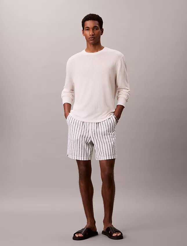 Short à rayures en mélange de lin Short à rayures en mélange de lin
