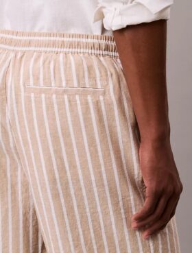 Short à rayures en mélange de lin