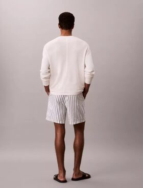 Short à rayures en mélange de lin
