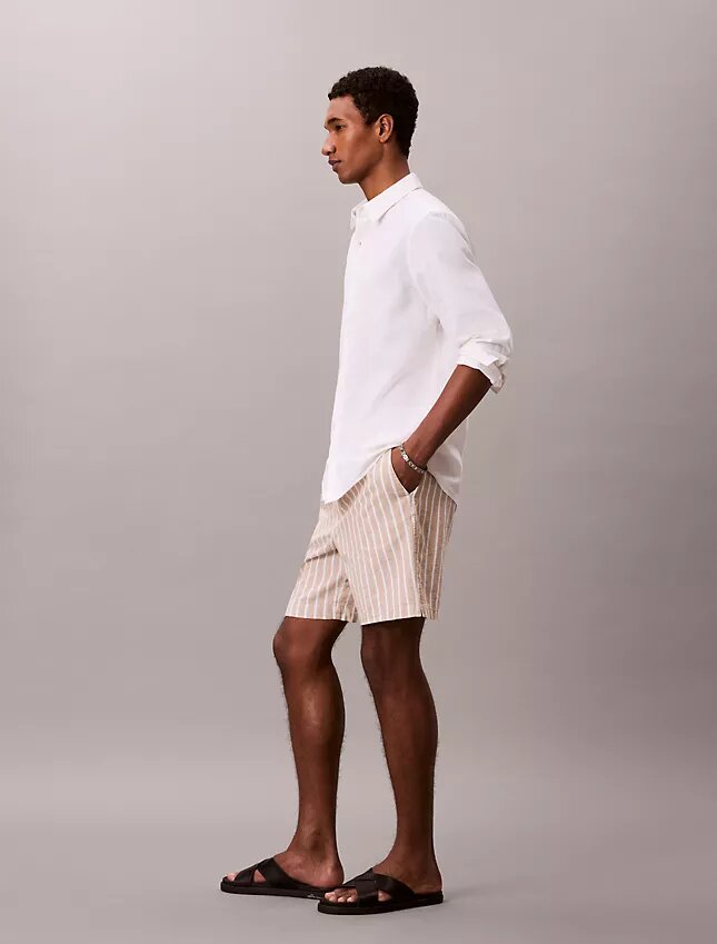 Short à rayures en mélange de lin Short à rayures en mélange de lin