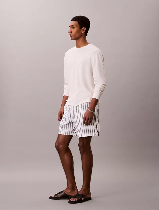 Short à rayures en mélange de lin Short à rayures en mélange de lin
