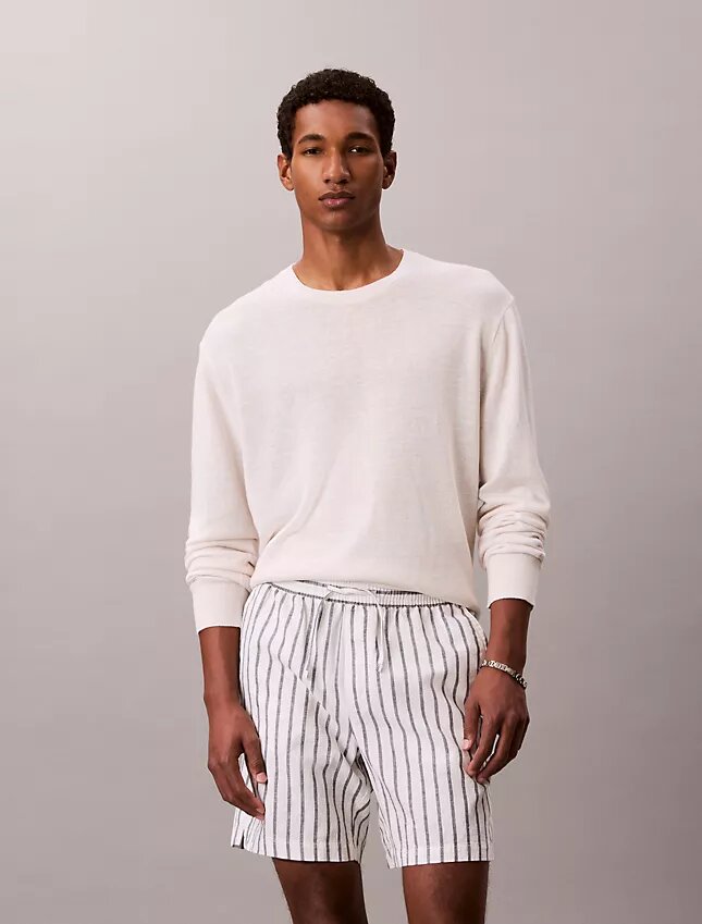 Short à rayures en mélange de lin Short à rayures en mélange de lin