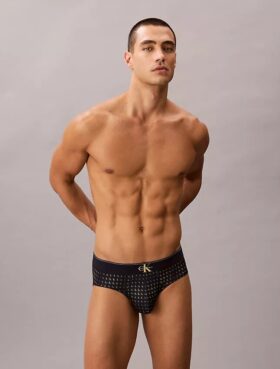 Slip taille basse en microfibre extensible avec motif Monogram Slip taille basse en microfibre extensible avec motif Monogram
