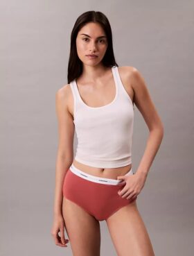 Slip taille haute en Cotton Stretch côtelé