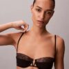 Soutien-gorge balconnet Unlined en dentelle géométrique noire CK Black