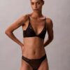 Soutien-gorge plongeant en dentelle florale noire CK Black, légèrement doublé