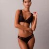 Soutien-gorge plongeant en dentelle géométrique noire légèrement doublé Soutien-gorge plongeant en dentelle géométrique noire légèrement doublé