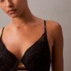 Soutien-gorge plongeant Push-Up en dentelle florale noire CK Black Soutien-gorge plongeant Push-Up en dentelle florale noire CK Black
