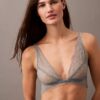 Soutien-gorge triangle Unlined en dentelle géométrique noire CK Black Soutien-gorge triangle Unlined en dentelle géométrique noire CK Black