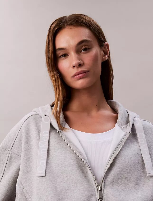 Sweat à capuche ample en molleton avec bandeau logo et fermeture éclair Sweat à capuche ample en molleton avec bandeau logo et fermeture éclair