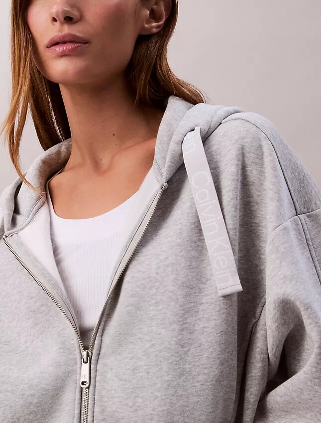 Sweat à capuche ample en molleton avec bandeau logo et fermeture éclair Sweat à capuche ample en molleton avec bandeau logo et fermeture éclair