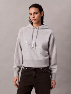 Sweat à capuche ample en molleton à monogramme de paillettes