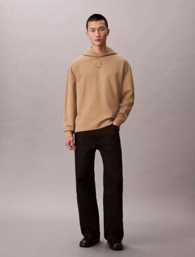 Sweat à capuche en laine mélangée avec logo emblématique