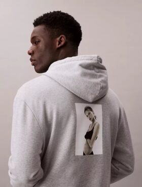 Sweat à capuche en molleton imprimé Kate Moss