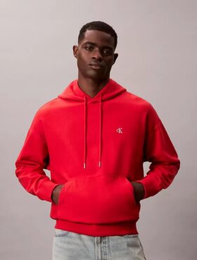 Sweat à capuche en molleton premium à Monogram, coupe décontractée
