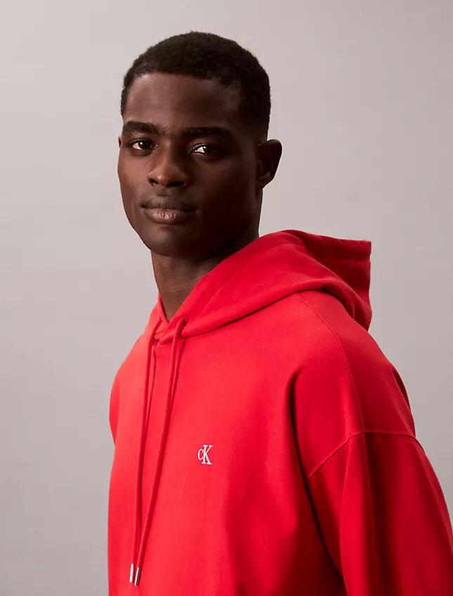 Sweat à capuche en molleton premium à Monogram, coupe décontractée Sweat à capuche en molleton premium à Monogram, coupe décontractée