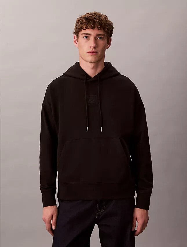 Sweat à capuche en tissu éponge avec logo emblématique Sweat à capuche en tissu éponge avec logo emblématique