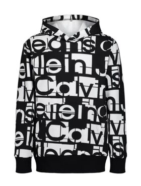 Sweat à capuche pour garçons avec logo graphique ton sur ton sur toute la surface