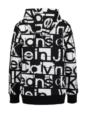 Sweat à capuche pour garçons avec logo graphique ton sur ton sur toute la surface