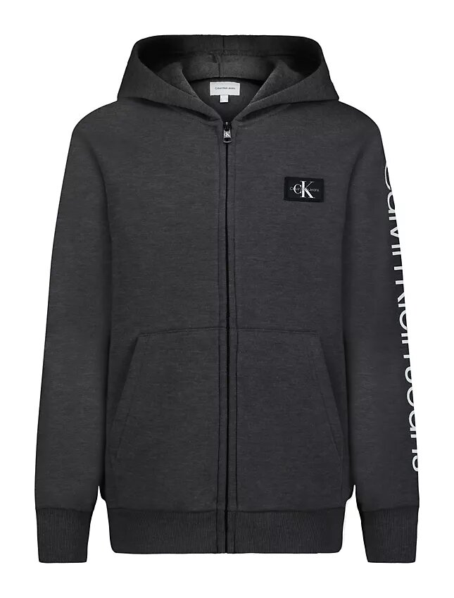 Sweat à capuche zippé avec patch Monologo pour garçons Sweat à capuche zippé avec patch Monologo pour garçons