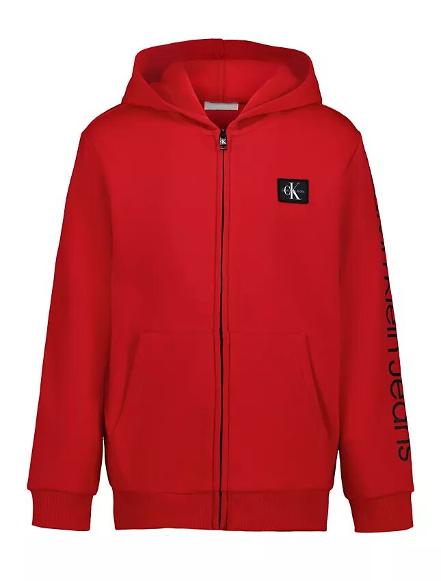 Sweat à capuche zippé avec patch Monologo pour garçons Sweat à capuche zippé avec patch Monologo pour garçons