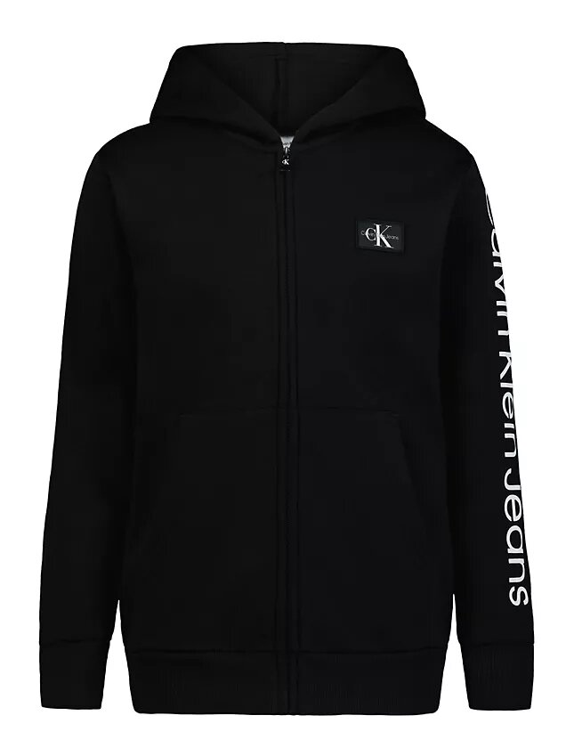 Sweat à capuche zippé avec patch Monologo pour garçons Sweat à capuche zippé avec patch Monologo pour garçons