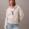 Sweat à capuche zippé en molleton avec Monogram