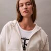 Sweat à capuche zippé en molleton avec Monogram