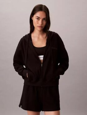 Sweat à capuche zippé intégral en jersey de coton avec logo Sweat à capuche zippé intégral en jersey de coton avec logo