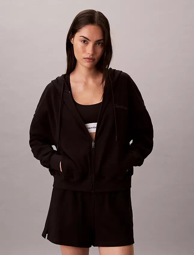 Sweat à capuche zippé intégral en jersey de coton avec logo Sweat à capuche zippé intégral en jersey de coton avec logo